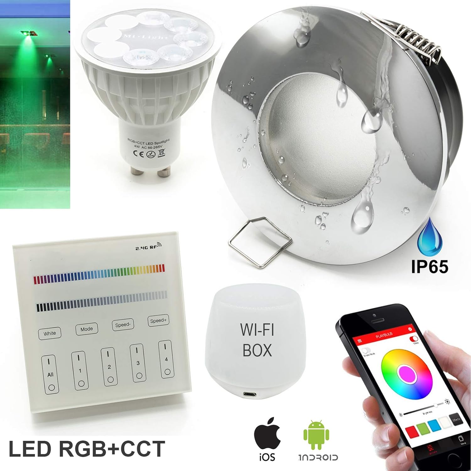 Kit Faretti LED Smart WiFi Con Cromoterapia IP65 - Per Box Doccia, Colore Silver Cromato - Foto 5