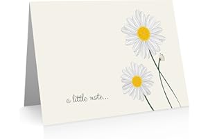 Quni Brand Daisies Note Card Set - Daisy Thank You Cards (24 cards with blank matching envelopes)