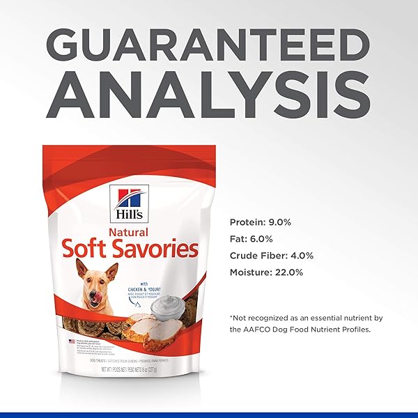 HILL’S NATURAL SOFT SAVORIES, ALL LIFE STAGES, GREAT TASTE, DOG TREATS, CHICKEN & YOGURT, 8 OZ BAG
