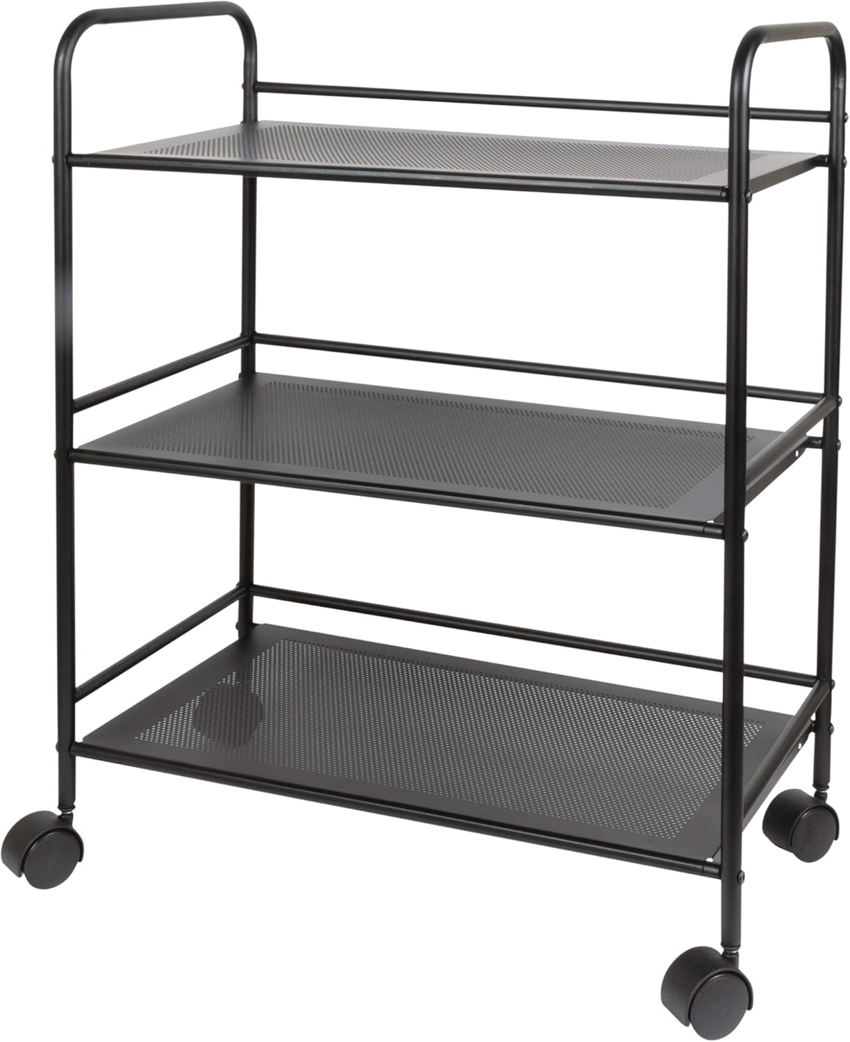 Richards Homewares Rolling Cart Black Shelves with Wheels with Heavy Duty Metal Frame - Supports 30 lbs per Tier - Utility Storage Cart Organizer with 3 Shelves: Home Improvement