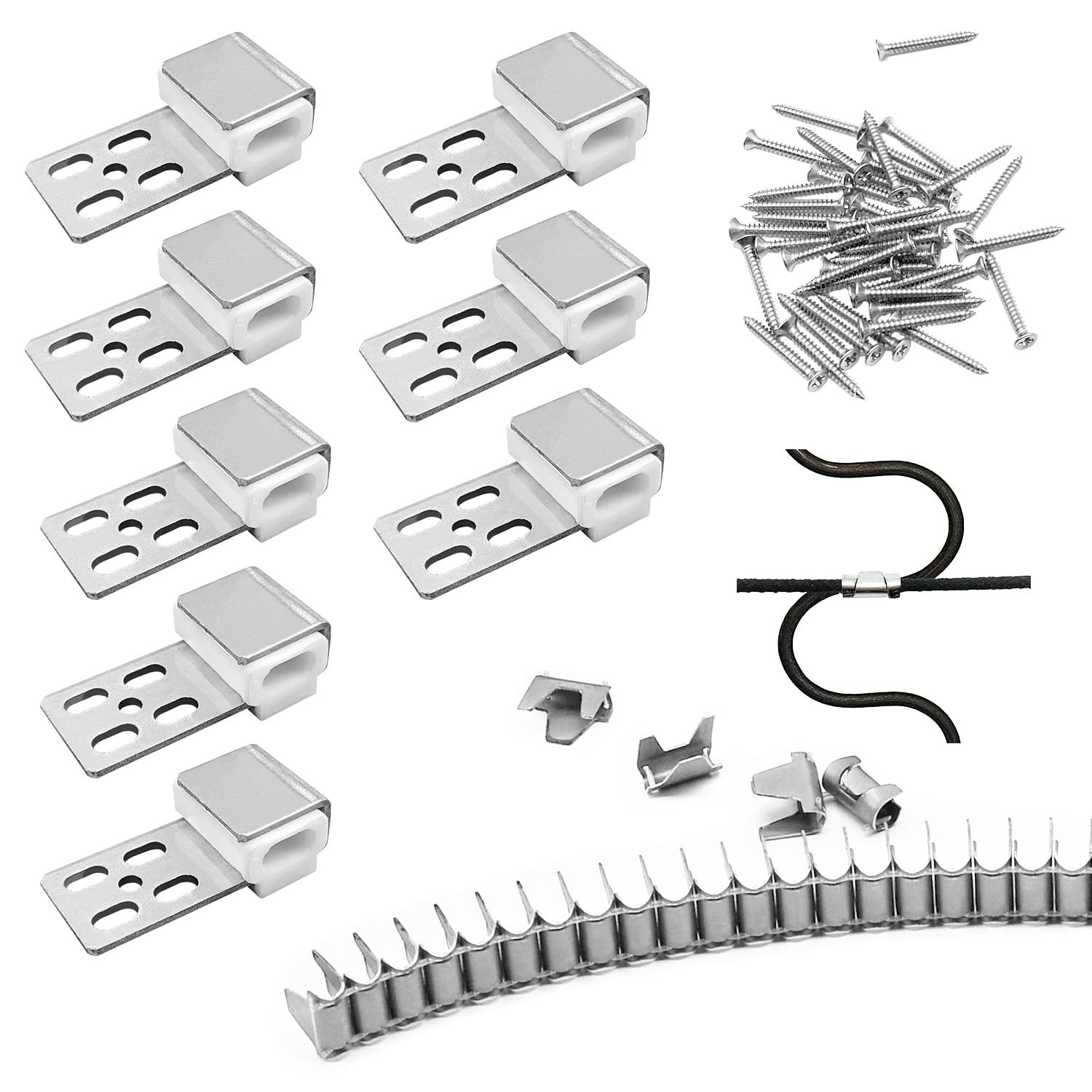 MABAHON Spring Repair Kit, Sofa Saver 8pcs Furniture Clips and 24 Wire Mesh Clips, Replacement Parts for Chair and Sofa Spring Fixing
