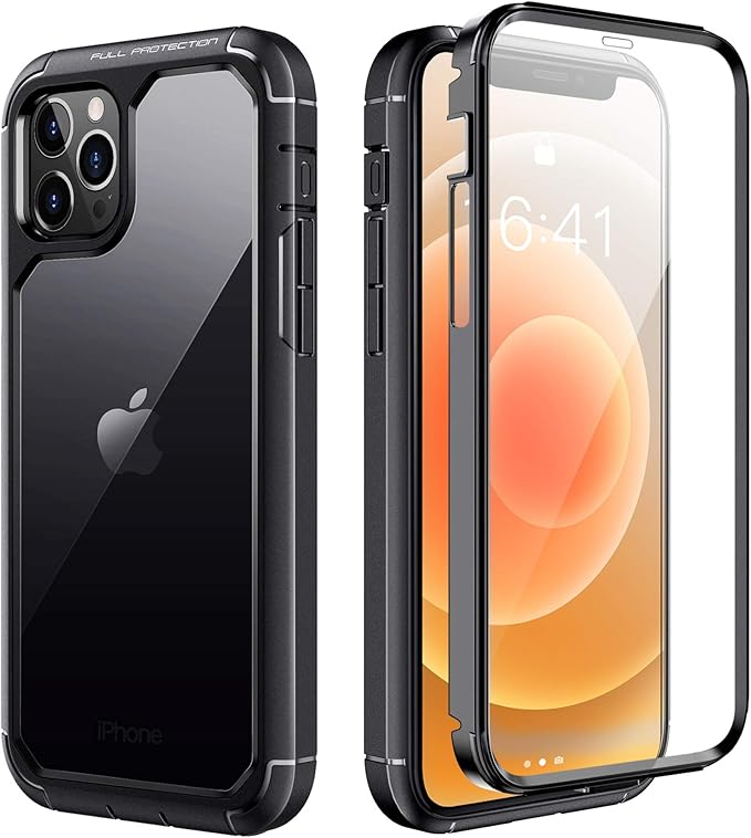 Ztotopcase Iphone 12 Pro Max Case Full Body Protection Rugged Clear Back Cover With Built In Screen Protector Heavy Duty Protection Shockproof Cover For Iphone 12 Pro Max 6 7 Inch Black Clear