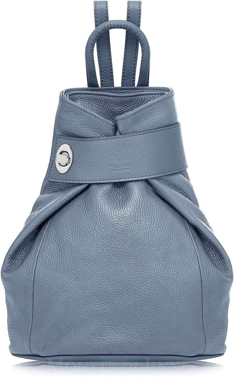 women Italian Leather Rucksack Backpack with Postman's Lock, Top Grab Handle and Adjustable Bag Straps