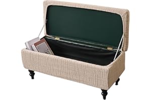 Eco-Ancheng Storage Ottoman Cover Rectangle Ottoman Slipcover Folding Storage Bench Cover Footrest Stool Slipcover Footstool Furniture Protector with Nonslip Elastic Bottom for Living Room (Medium 48)