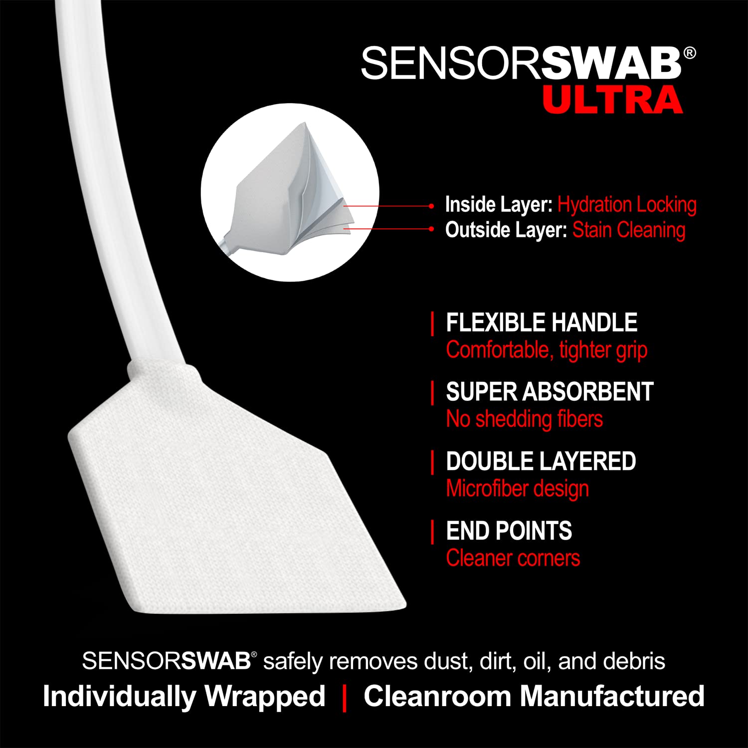 Photographic Solutions Sensor Swab Ultra 24mm Type-3 Digital Imaging Sensor Cleaner Swabs for Cleaning Full Frame Mirrored or Mirrorless Cameras. Sensor Dust & Oil Remover (Pack of 12)