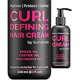 Curl Cream – Lightweight Leave-In Curl Defining Cream for Curly & Wavy Hair, Anti-Frizz Moisturizer and Curl Activator Texturizer with Macadamia and Argan Oil, 8.1 fl oz