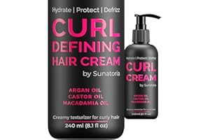 Curl Cream – Lightweight Leave-In Curl Defining Cream for Curly & Wavy Hair, Anti-Frizz Moisturizer and Curl Activator Texturizer with Macadamia and Argan Oil, 8.1 fl oz