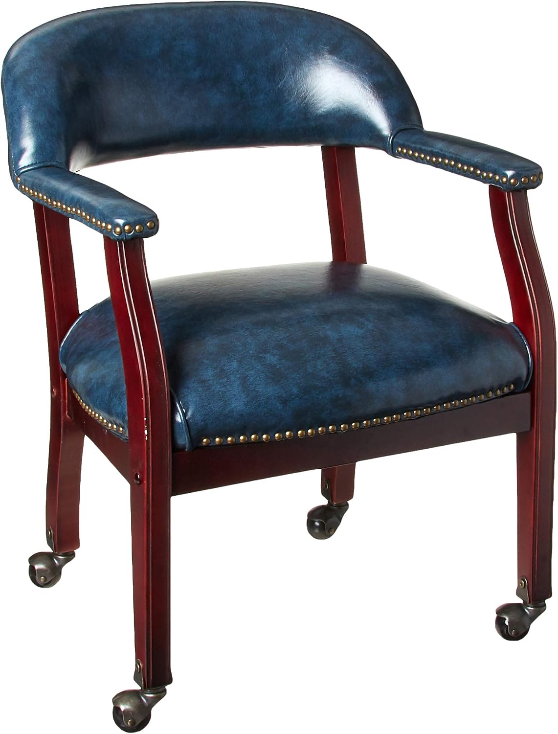Boss Office Captains Chair in Blue and Mahogany with Casters: Amazon.ca: Home & Kitchen