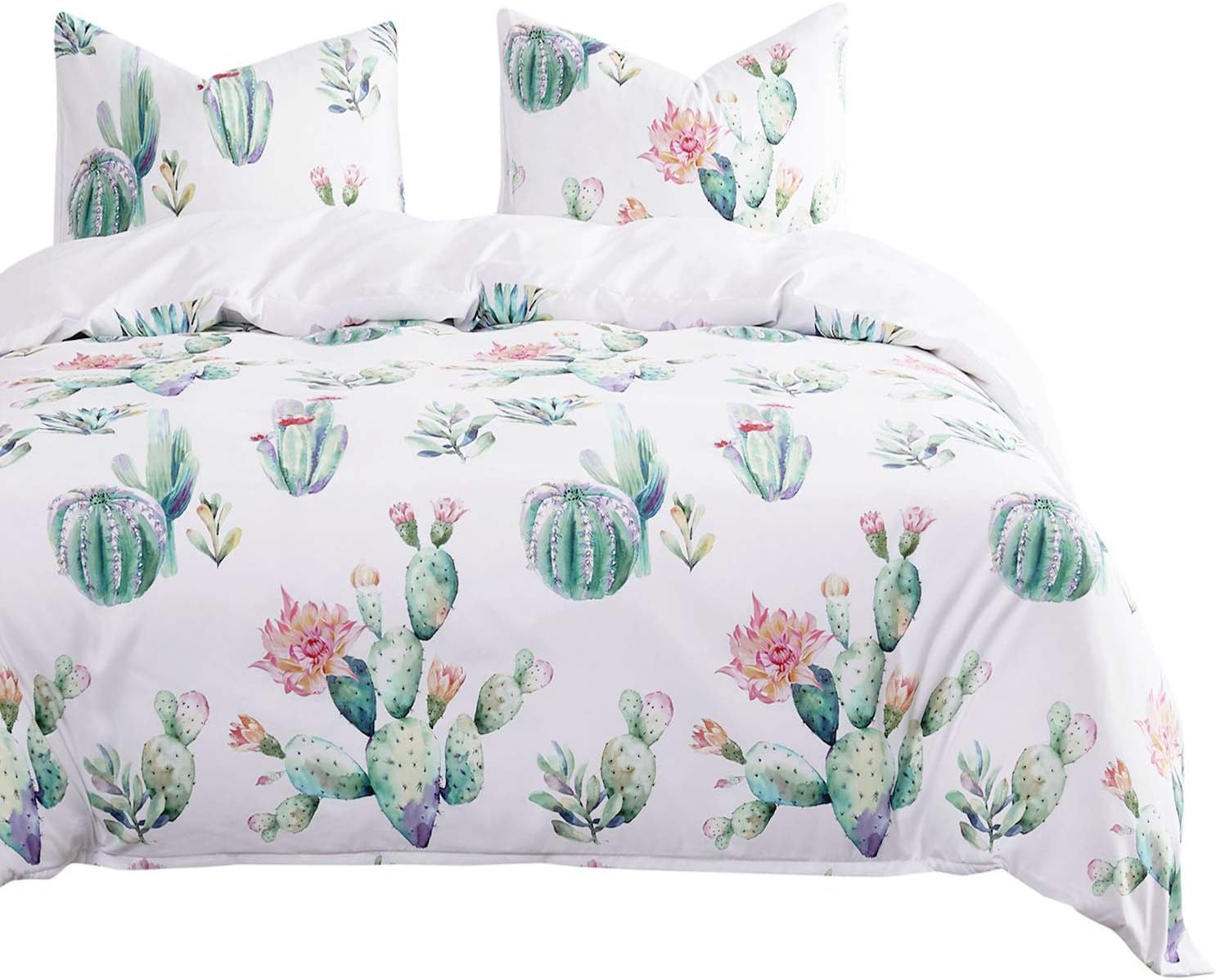 Amazon Com Wake In Cloud Cactus Comforter Set Watercolor Cacti