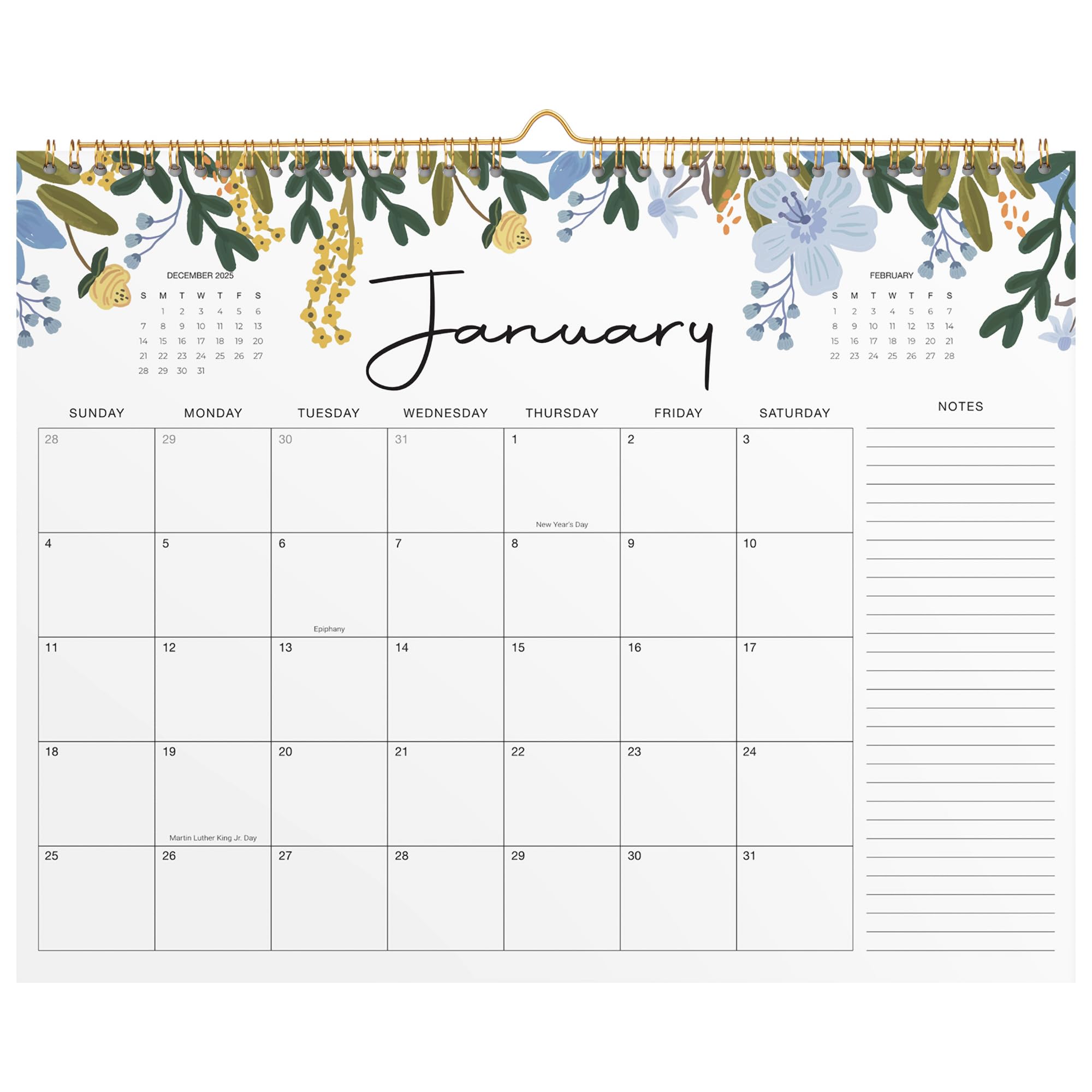 View 1 of 2026 Wall Calendar, Gimoner Calendar 2026, 18 Months Calendar Runs From January 2026 - June 2027, 15" x 12", Twin-Wire Binding, Hanging Hook, Floral Design