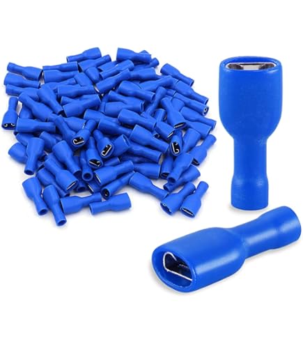 100 Bornes Femelles Isolées Rouge - 4,8 X 0,5 Mm - Pour Câbles 0,5-1,5 Mm² (AWG 22-16) - Max 10A - Sertissage