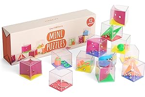 THE TWIDDLERS - 12 Mini Cube Brain Teaser Puzzle Box Set - Assorted Difficulty Levels, Ideal Challenge as Party Bag Fillers f