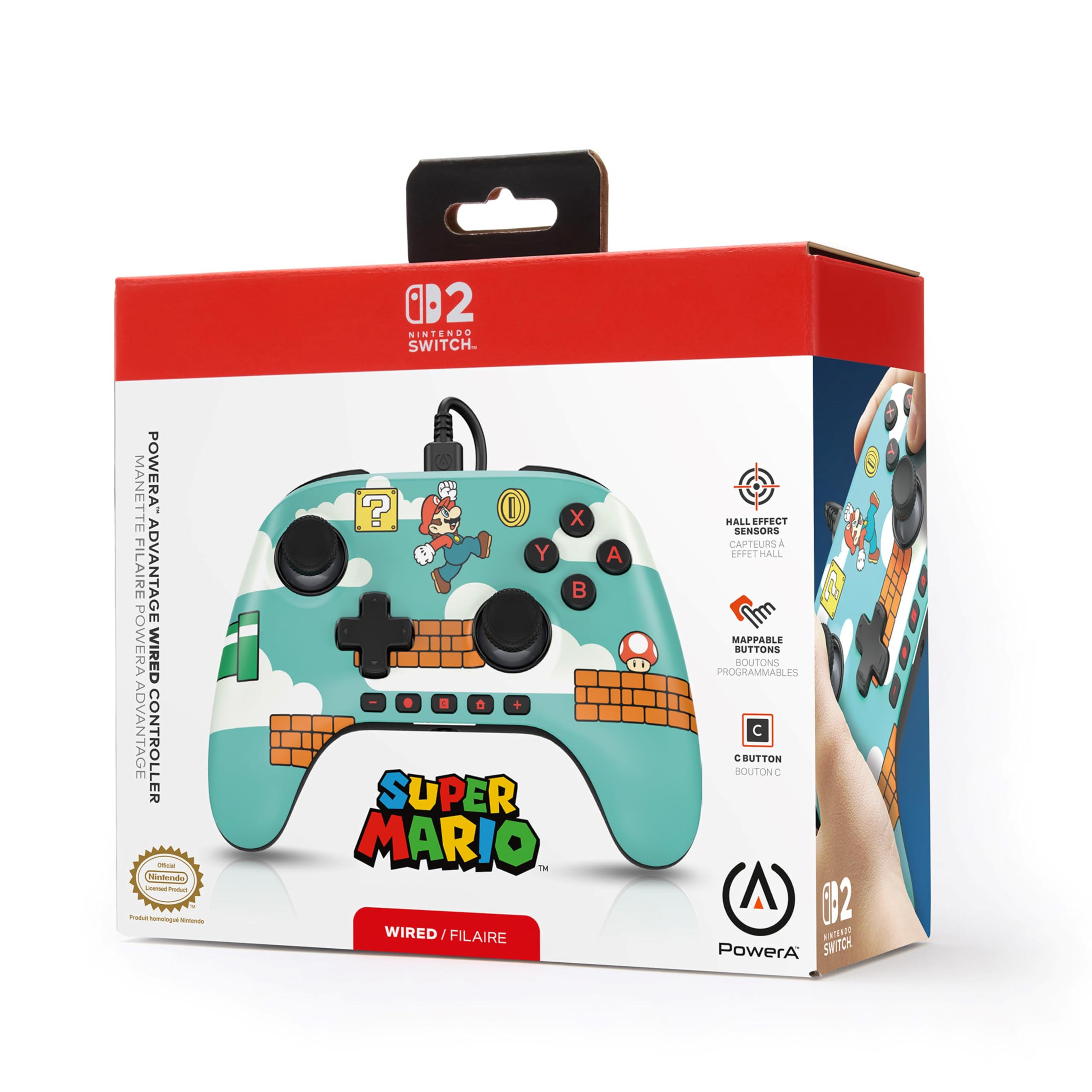 PowerA Kabelgebundener Advantage-Controller für Nintendo Switch 2 - Es ist Mario-Zeit, offiziell lizenziert, Halleffekte, zuweisbare Tasten, Pro-Controller, C-Taste, integrierte Audiosteuerung 8