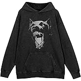 Kelxjia Oversized Graphic Hoodie For Men Streetwear Acid Wash Hoodies Y2k Cool Baggy Vintage Sweatshirt Grunge Clothes Unisex