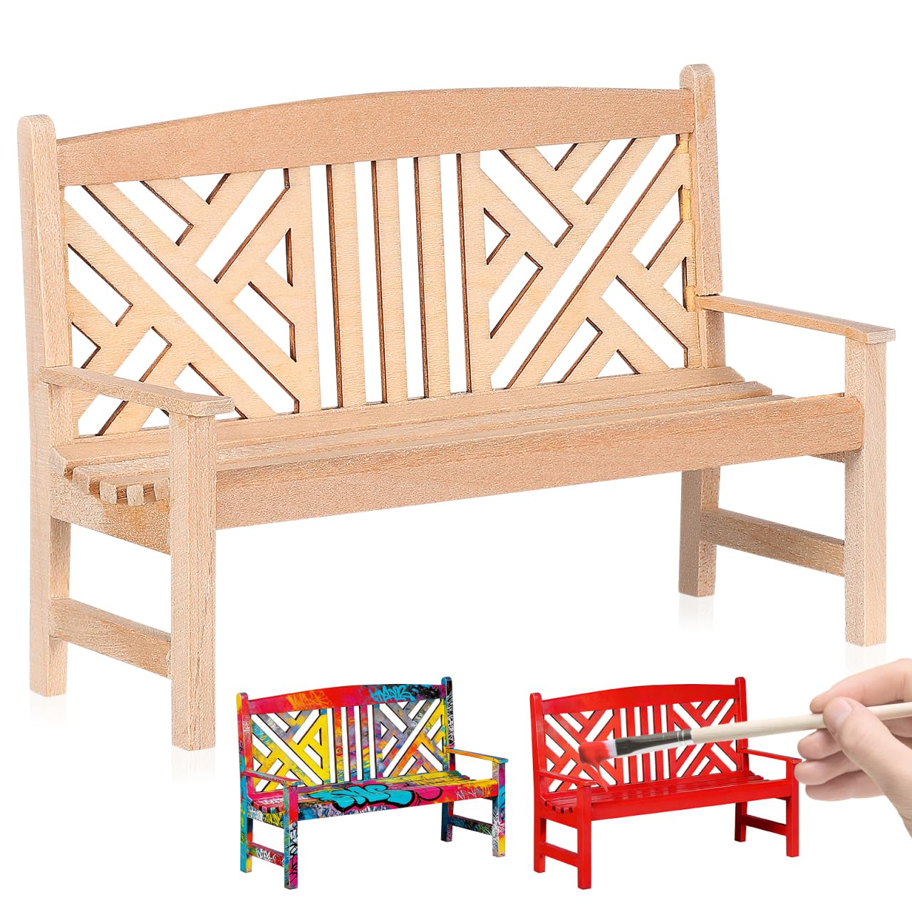TOYANDONA 1/12 Scale Miniature Bench Wooden Retro Wood Bench for Dollhouse Fairy Garden Bonsai Decorations Dollhouse Benches Accessories for Home Office Desktop Micro Landscape Decorations