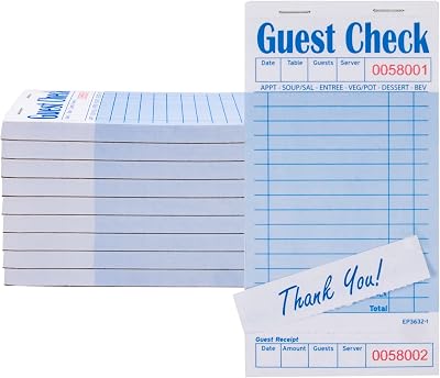 DGBDPACK Guest Check Pads EP-3632-1, 10 Pads, 500 Blue Waitress Server Order