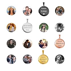 PHOCKSIN Glossy Black Lockets Round Personalized