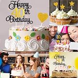 ZHIHUI 7-Piece Personalised 70th Birthday Cake Toppers Black Gold Glitter Happy view 7
