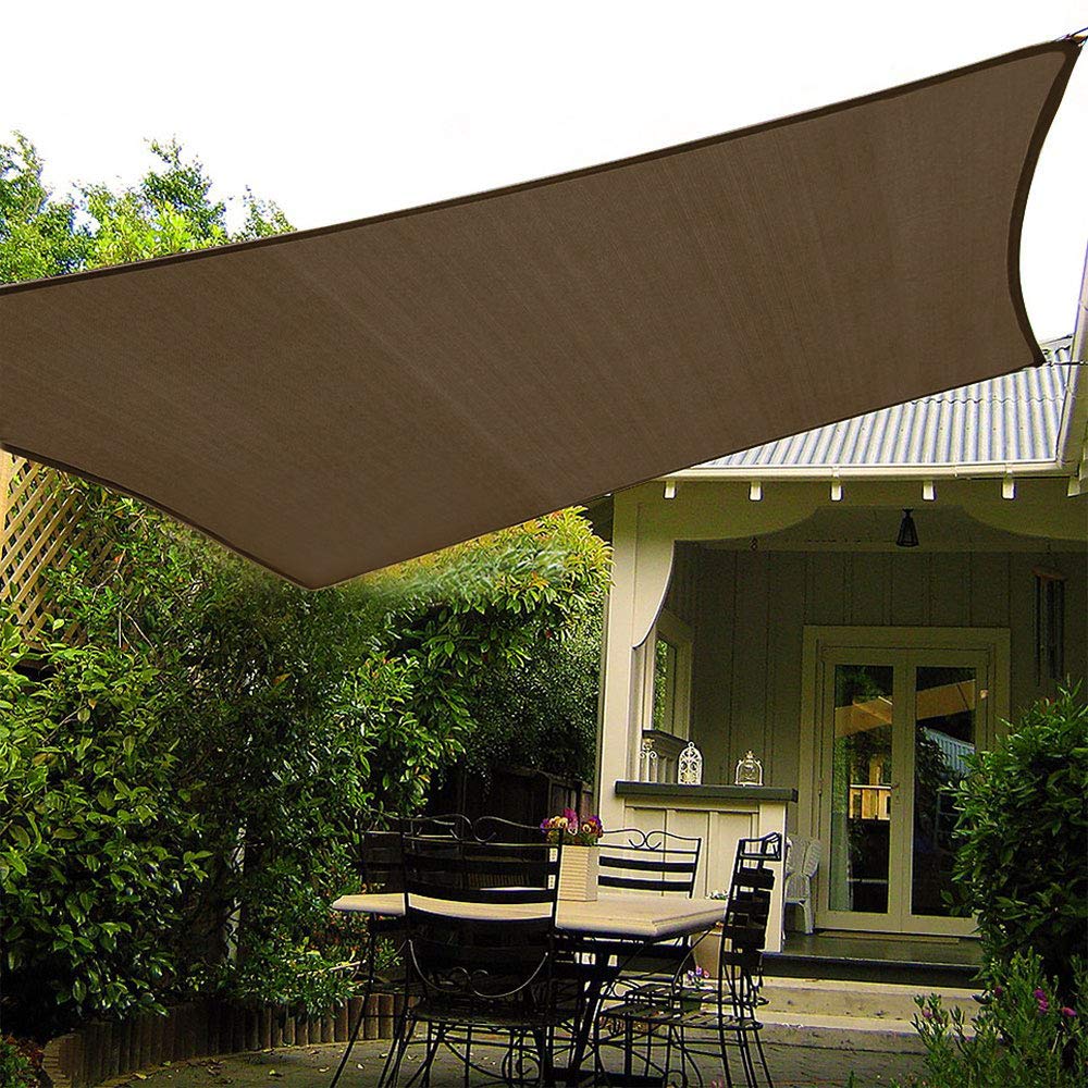 Shade&Beyond Custom 20'x26' Sun Shade Sail Canopy Rectangle UV Block Breathable Curved Sunshade for Backyard Yard Deck Outdoor Facility and Activities, Mocha (We Make Custom Size) Image