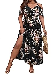 Floerns Women's Plus Size Cold Shoulder Short