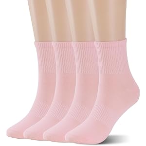 Timntts Womens Candy Color Basic Stripe Cotton Crew Socks 4-Pack | Ideal for Boots,Sneakers,Canvas,Elastic and Breathable,Col