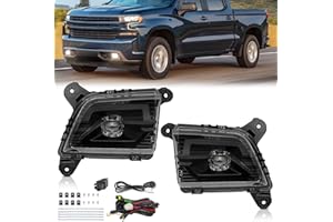 BOXLIGHT LED Fog Lights Compatible with 2020 2019 2021 2022 2023 Chevrolet Silverado 1500 2500HD 3500HD, Chevy Front Bumper Driving Fog Lights with Switch and Wiring Set (Clear Lens)