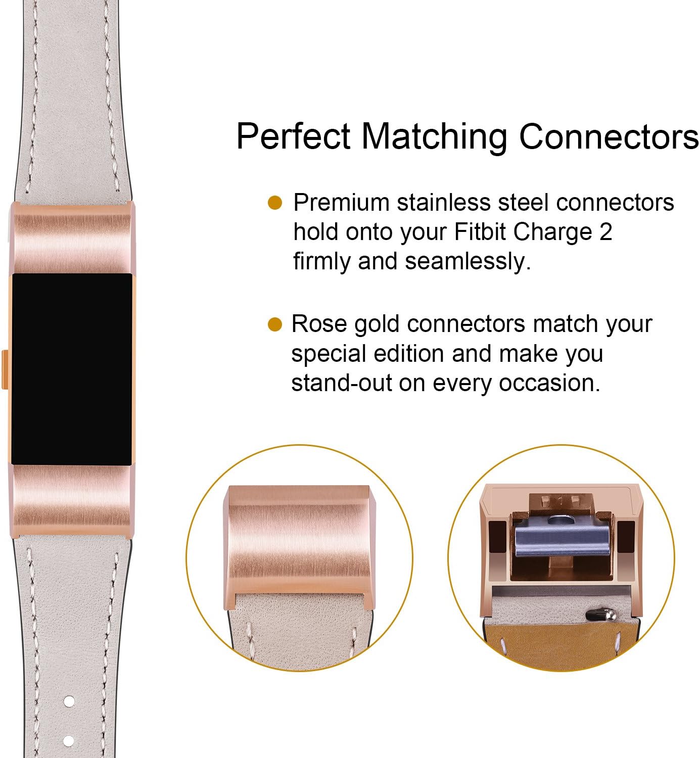 Mornex Strap Compatible Fitbit Charge 2 Band Leather Strap - Image 4