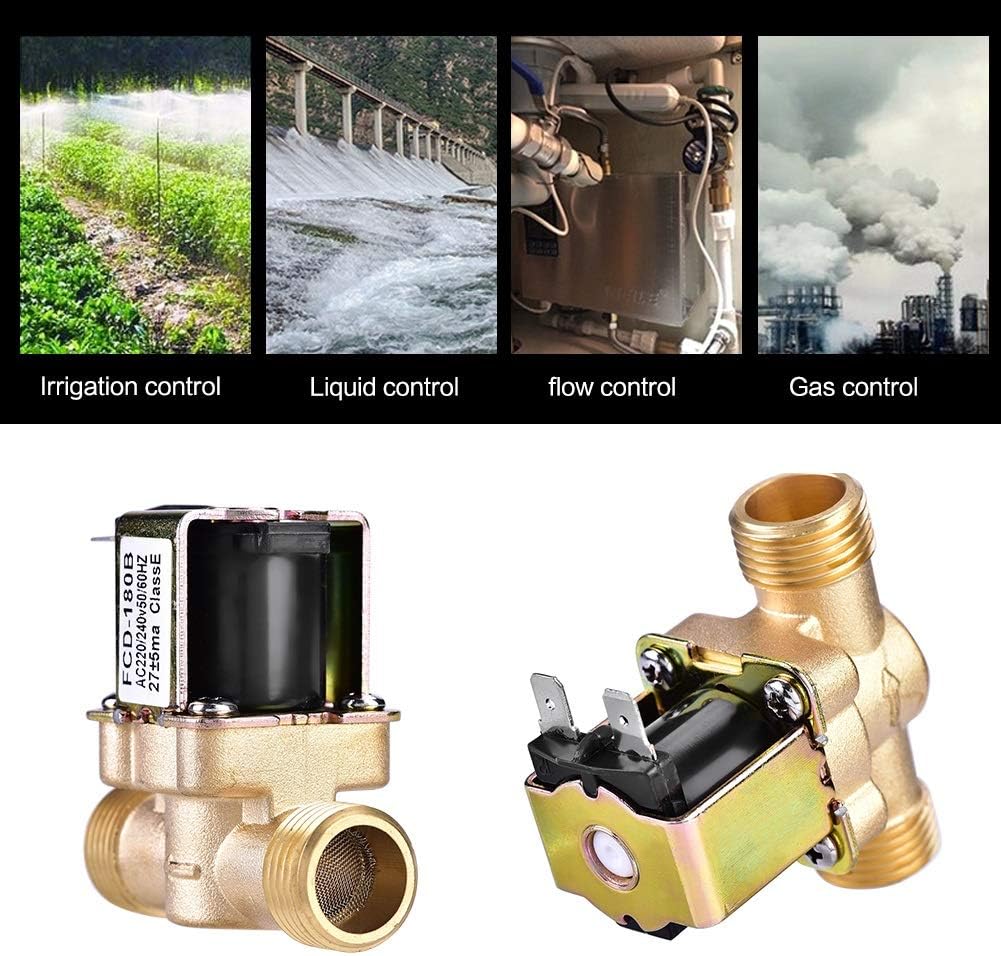 Nikou Solenoid Valve, 1/2" AC 220V Normally Closed Brass Electric Solenoid Magnetic Valve for Water Control - Image 4
