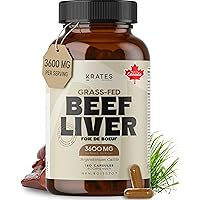 Grass Fed Beef Liver Capsules - 3600mg Per Serving (600mg Per Capsule) - Desiccated Beef Liver Supplement - Source of Heme Ir