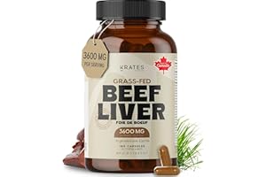 Grass Fed Beef Liver Capsules - 3600mg Per Serving (600mg Per Capsule) - Desiccated Beef Liver Supplement - Source of Heme Ir