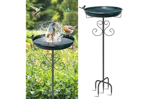 ODSNANIE Metal Bird Bath for Outside, 40 Inch Tall Vintage Freestanding Birdbaths Bowl with Bird Statue, Sturdy 5-Pronged Base Birdfeeder for Outdoors Garden Patio Yard Lawn Decor (Vintage Green)