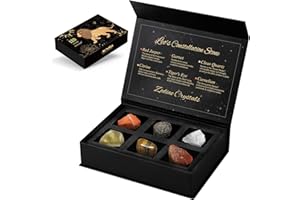AOVILA Leo Crystals Gift Set, Zodiac Signs Healing Crystals Birthstones with Horoscope Box Set Leo Astrology Crystals Healing Stones Gifts