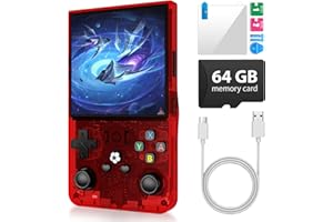 AQHH R36 Max Retro Gaming Console, Retro Handheld Console 4.0'' Screen Linux System, 64G TF Card, 4000mAh Rechargeable Portable Pocket Arcade, Red
