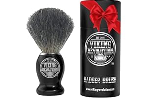 Viking Revolution Badger Hair Shaving Brush- Shave Brush for Wet Shave Using Shaving Cream & Soap- Best Shave of Your Life for Safety Razor, Double Edge Razor, Straight Razor or Shaving Razor
