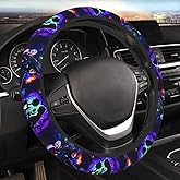 Halloween Jack and Sally Horror Nightmare Christmas Steering Wheel Cover for Women, Neoprene Anti-Slip Universal 15 inch Car Steering Wheel, Anime Car Accessories for Vehicle SUV (3, One Size)