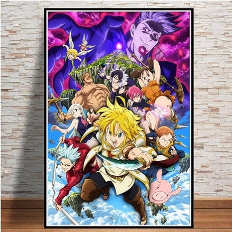 Amazon Co Jp Wyxc 5dダイヤモンド刺繍家の装飾アニメ七罪絵画壁アートクロスステッチ画像フルラウンドドリル手作り40 50センチ ホーム キッチン