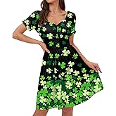 For G and PL Women's Mardi Gras Carnival Valentine Dress Ruched Puff Sleeve Sweetheart Neckline Swing Heart Print Dress
