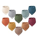 Konssy Muslin Baby Bibs 10 Pack Baby Bandana Drool