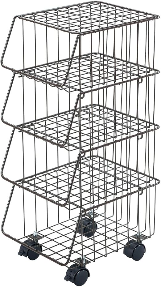 Amazon 下村企販 ワゴン スタッキングバスケット 4段 日本製 上に物が置ける ラック 整理 345 燕三条 キッチンワゴン 収納カート オンライン通販