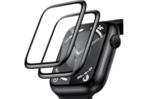 MRYUESG 2 Pack Screen Protectors Compatible with Apple Watch Series 9 Screen Protector, Aluminum Alloy Metal Frame + 9H Tempered Glass, Designed for Apple Watch Series 9 8 7, for iWatch 45mm_Black