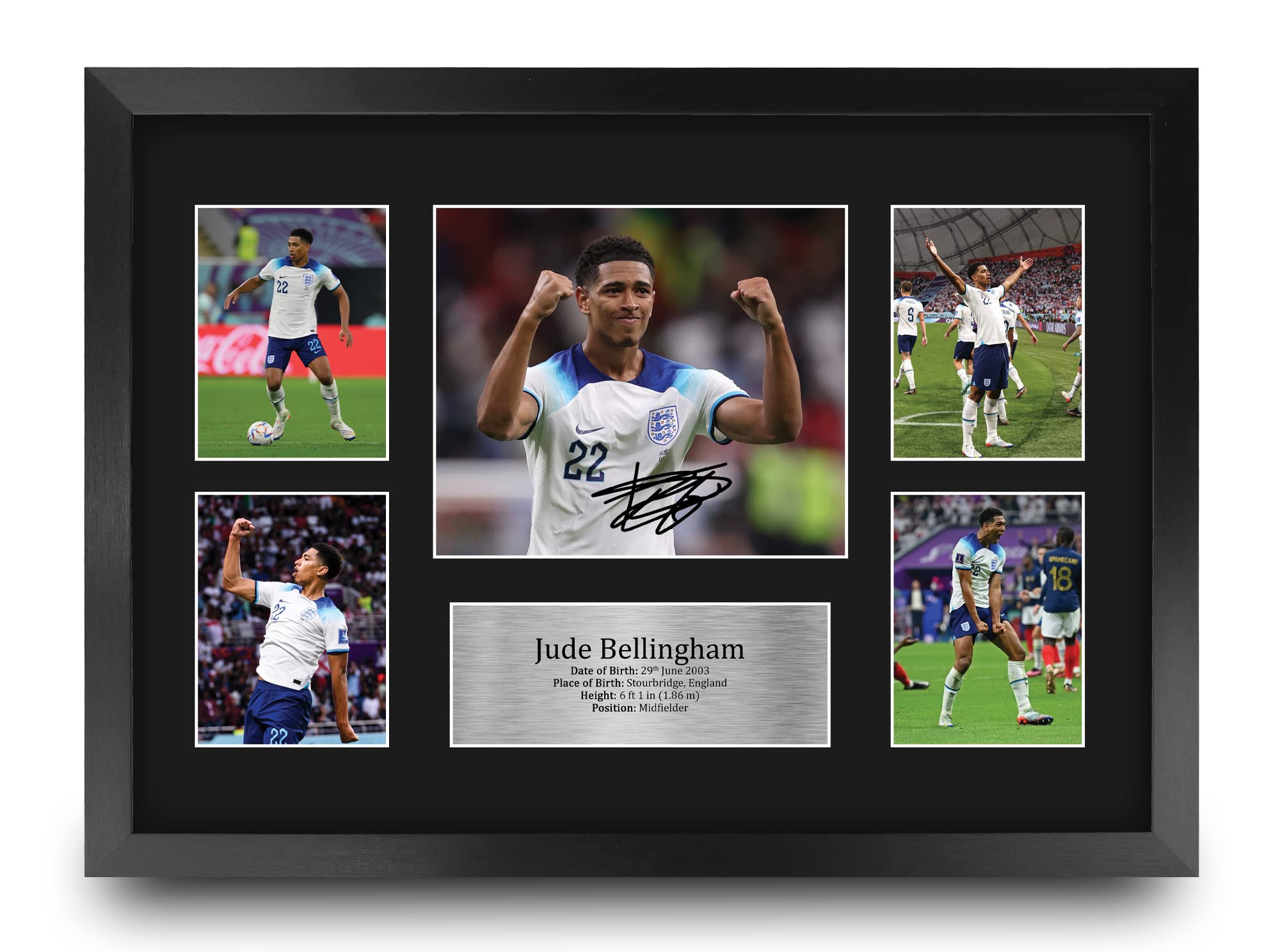 HWC Trading FR A3 Jude Bellingham England Printed Memorabilia Signed Autograph Photograph Display for Football Fans and Supporters - A3 Framed