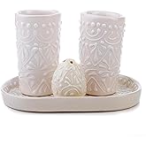 MEXTEQUIL Talavera Tequila Shot Glasses with Tray & Salt Shaker (Set of 2) - Hand-Painted Authentic Mexican Gift Set (White Lace)