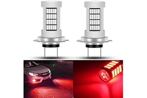 GLOFE 92SMD 4014 LED Chips Bright Red H7 LED Fog Light Bulbs or Daytime Running Driving Lights (DRL Lamps), 300% Brightness Replacement for Cars,Trucks, SUVs, Vans, Play and Plug (Pack of 2)