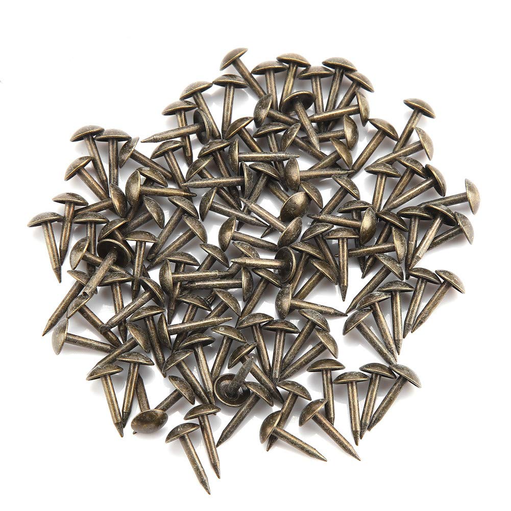 100pcs Round Domed Head Upholstery Nails Tacks Thicken Iron Staples Fasteners for Furniture Drum Wooden Door (6 * 12mm)