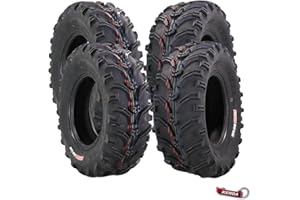 Kenda Bearclaw K299-25x8-12 Front & 25x10-12 Rear Tires for All Terrain (ATV), UTV, and Side by Side (SxS) Vehicles - 6-Ply - Bear Claw 25x8x12 Front & 25x10x12 with Kenda Keychain (4-Pack)