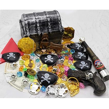 Thboxes Antique Simulation Plastic Large Pirate Treasure Chest Childrens Toy Party Performance Props 17x14x13.5cm 2#
