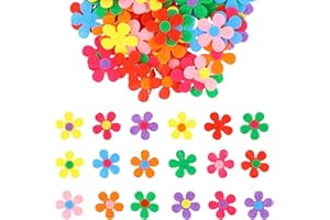 Dokpav 100 PCS Self-Adhesive Felt Flowers, Colourful Fabric Flowers Embellishments, Assorted Colors Flower Stickers for Knitt
