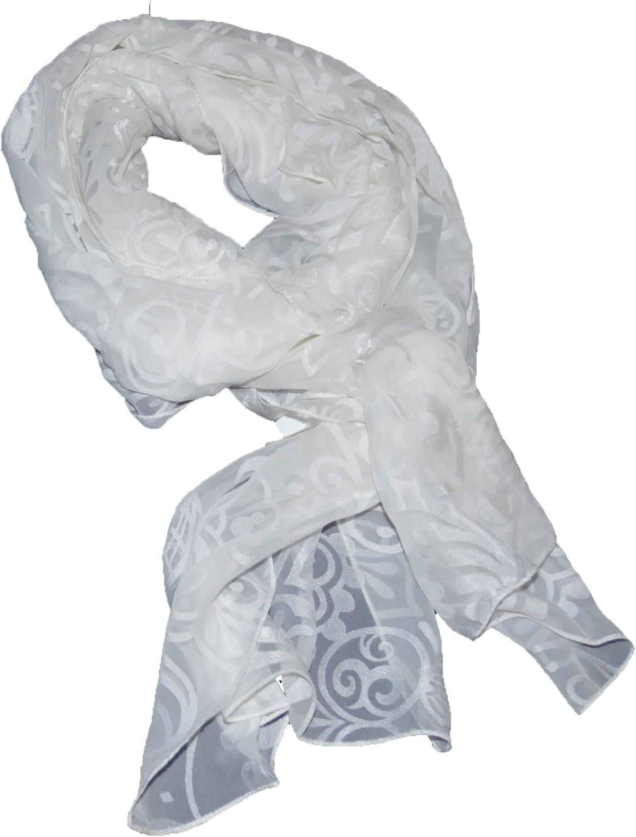 Exclusive Disney Parks White on White Filigree Mickey Mouse Scarf + Free Stickers