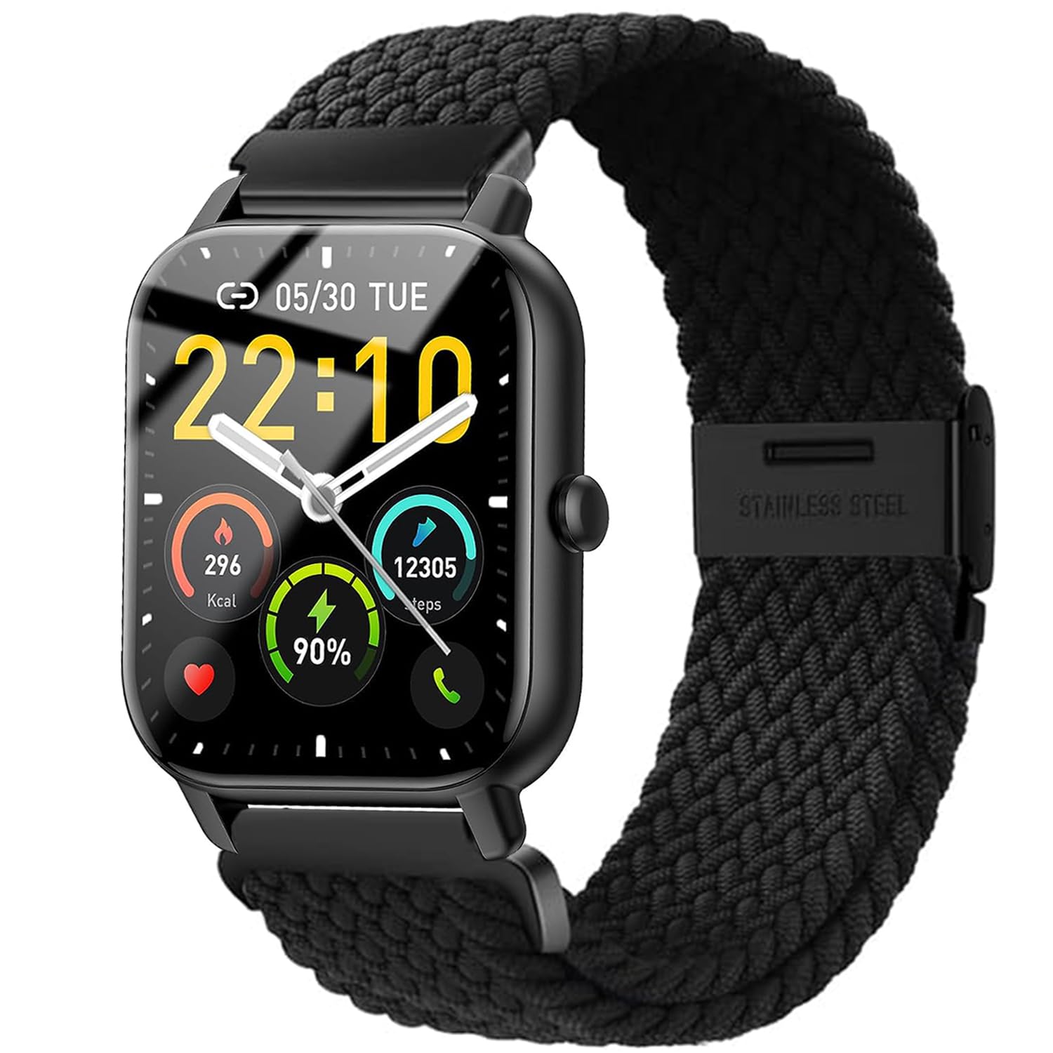 Issinlky Nylon Watch band for Gloryfit Smart Watch P66/P66D/P72/P95, 22mm Braided Adjustable Strap for Veryfit IDW19/IDW13/IDW16/IDW18, TUYOM LW36, H1/D1,T50S/T60/T70,Y6, YB54, G39