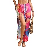 AI'MAGE Women's Sarong Swimsuit Coverup Sheer Mesh Beach Cover Up Skirt Long Bikini Wrap for Swimwear S-XXL